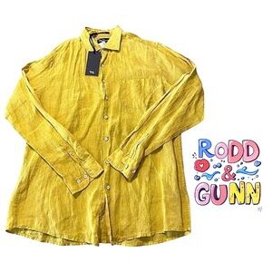 Rodd & Gunn Harris Bay Mens Sports Fit Shirt 100% Linen Size XL Yellow New
